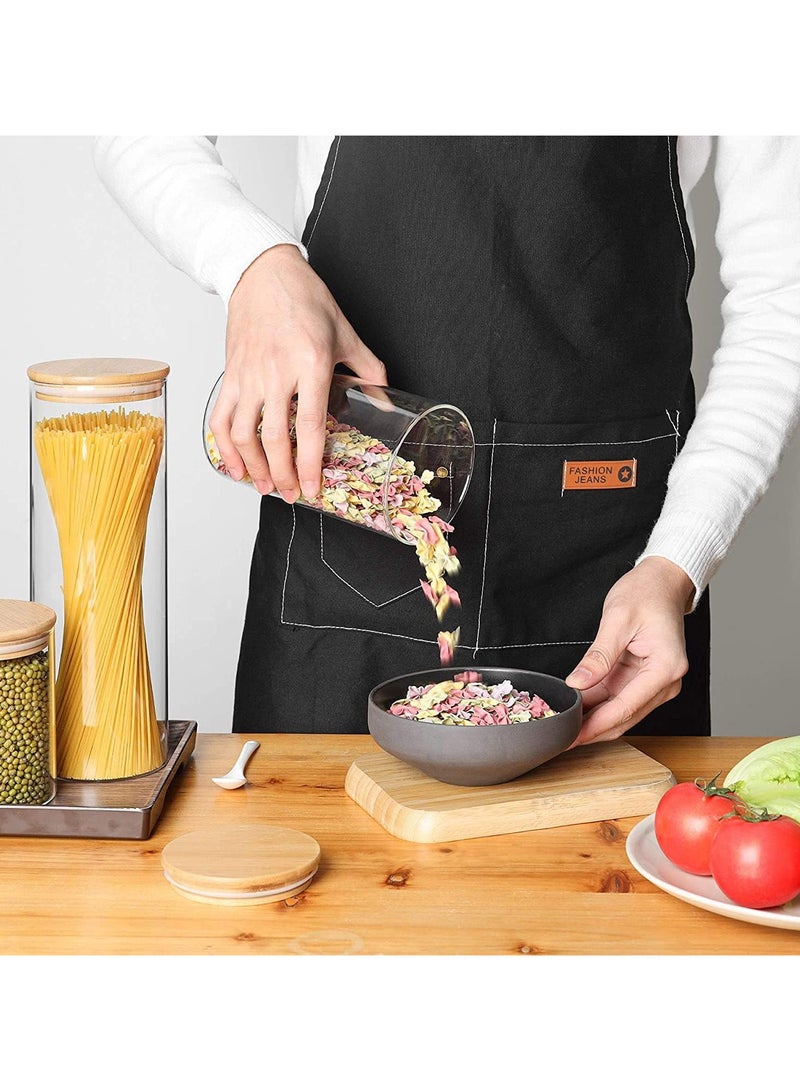 AUTOYSUR Airtight Glass Storage Canister with Bamboo Lid, Clear Food Storage Container Kitchen Pantry Storage Glass Canisters Jar Set for Flour Cereal Sugar Tea Coffee Beans Snacks Nuts Candy (3 Pack, 2200ml) - Image 5