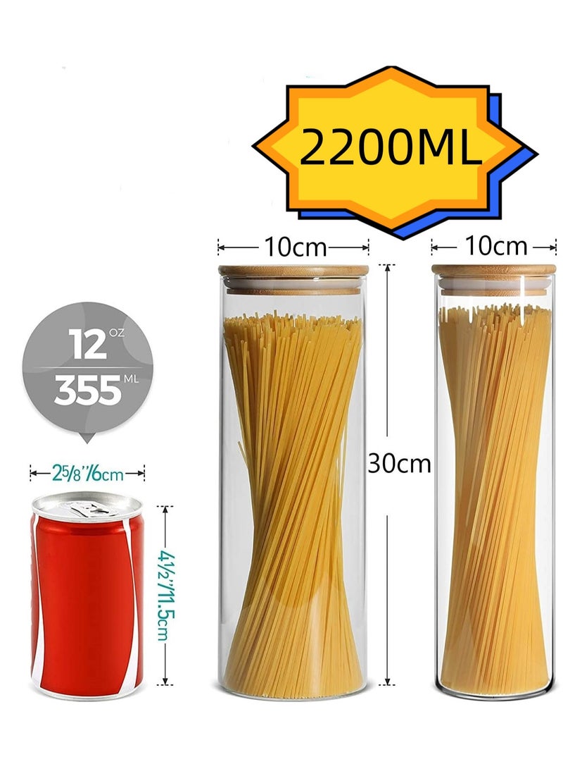 AUTOYSUR Airtight Glass Storage Canister with Bamboo Lid, Clear Food Storage Container Kitchen Pantry Storage Glass Canisters Jar Set for Flour Cereal Sugar Tea Coffee Beans Snacks Nuts Candy (3 Pack, 2200ml) - Image 4