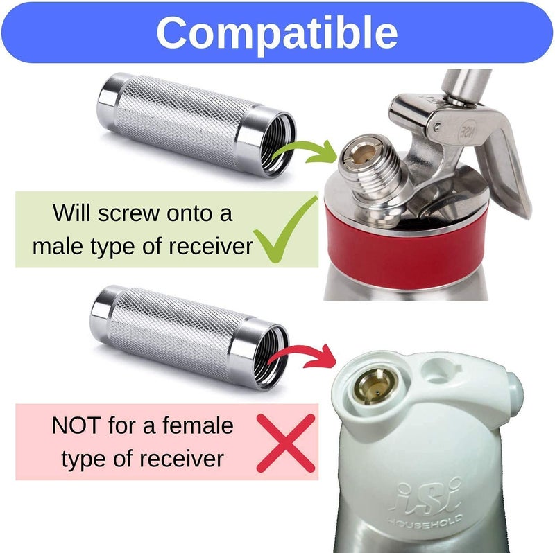 ICO Replacement Aluminum Charger Holder for Whipped Cream Dispenser, Silver - Image 2