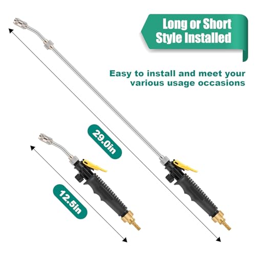 Saillong 29 Inches Sprayer Wand, Adjustable Universal Sprayer Match 3/8'' Hose, Stainless Steel Replacement Sprayer Wand with Shut off Valve(1 Pack) - Image 2