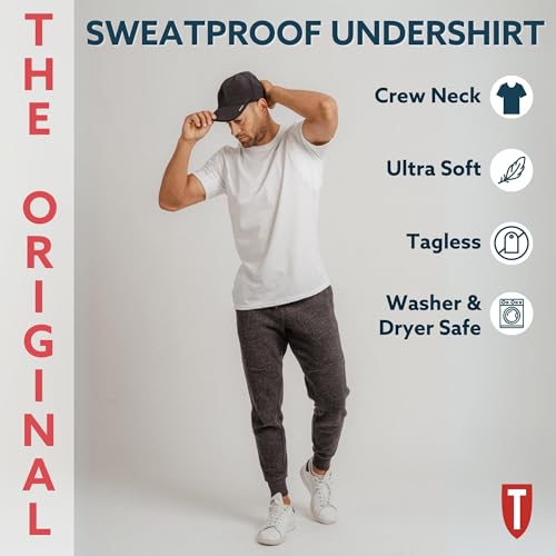 THOMPSON TEE Men's Sweatproof Undershirt - Cotton Crew Neck T-Shirt with Underarm Sweat Pads - Original Fit - Aluminum-Free Alternative - Black - Large - Image 4