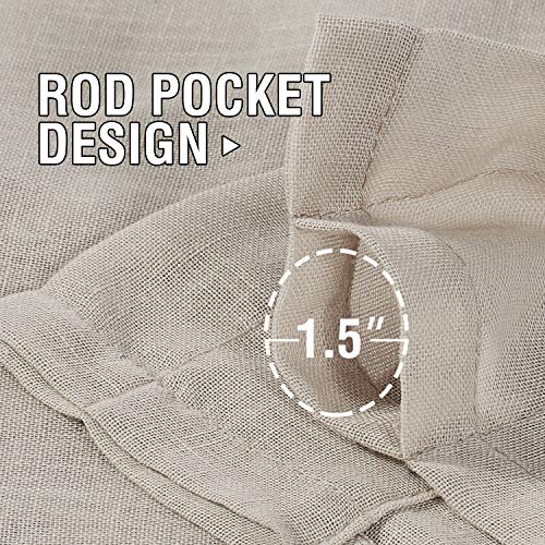 H.VERSAILTEX Natural Linen Sheer Curtains 95 Inches Length 2 Panels Textured Woven Linen Blended Curtain Drapes for Living Room/Bedroom Light Filtering Rod Pocket Draperies - Linen - Image 5