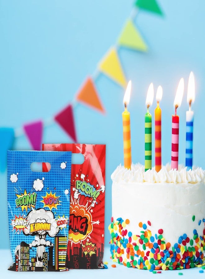 تفكس جيه ٥٠ كيس هدايا لحفلات الأبطال الخارقين، أكياس هدايا عيد ميلاد سعيد للأبطال، أكياس حلوى مزينة بشعارات الأبطال، أكياس هدايا بلاستيكية متينة للأبطال، مثالية لحفلات استقبال المولود الجديد، وحفلات أعياد ميلاد الأولاد والبنات، ومستلزمات تزيين الحفلات. - Image 5