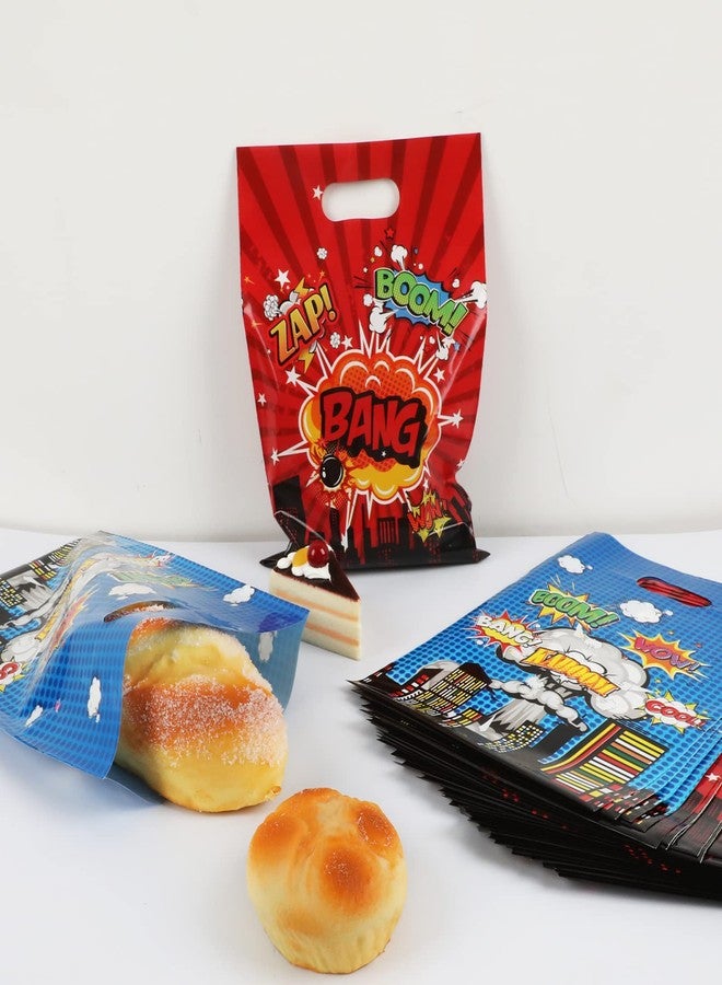 تفكس جيه ٥٠ كيس هدايا لحفلات الأبطال الخارقين، أكياس هدايا عيد ميلاد سعيد للأبطال، أكياس حلوى مزينة بشعارات الأبطال، أكياس هدايا بلاستيكية متينة للأبطال، مثالية لحفلات استقبال المولود الجديد، وحفلات أعياد ميلاد الأولاد والبنات، ومستلزمات تزيين الحفلات. - Image 4