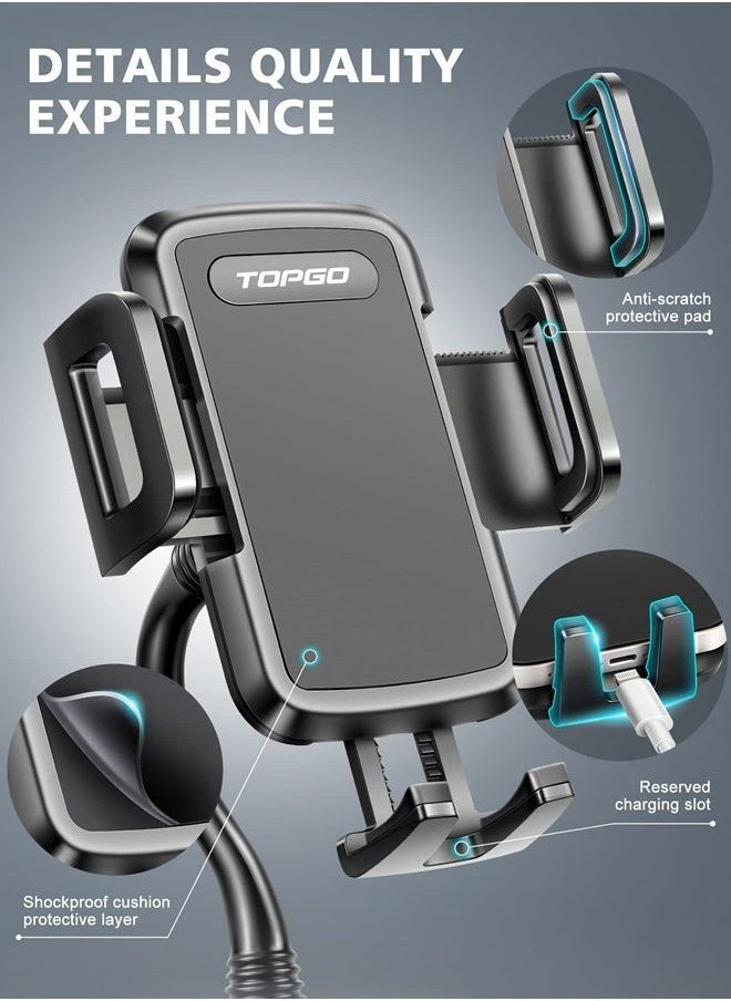 TOPGO Cup Holder Phone Mount, [Upgraded Adjustable Gooseneck & Firmly Stable] Cup Holder Phone Holder for Car, Cell Phone Automobile Cradles for iPhone 14, Samsung and More Smartphone(Black)  - Image 4