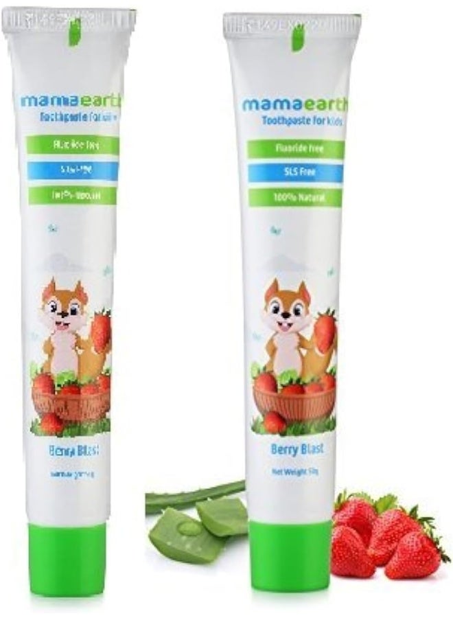 Mamaearth 100 Percent Natural Berry Blast Kids Toothpaste 50G X 2Pcs - Image 1