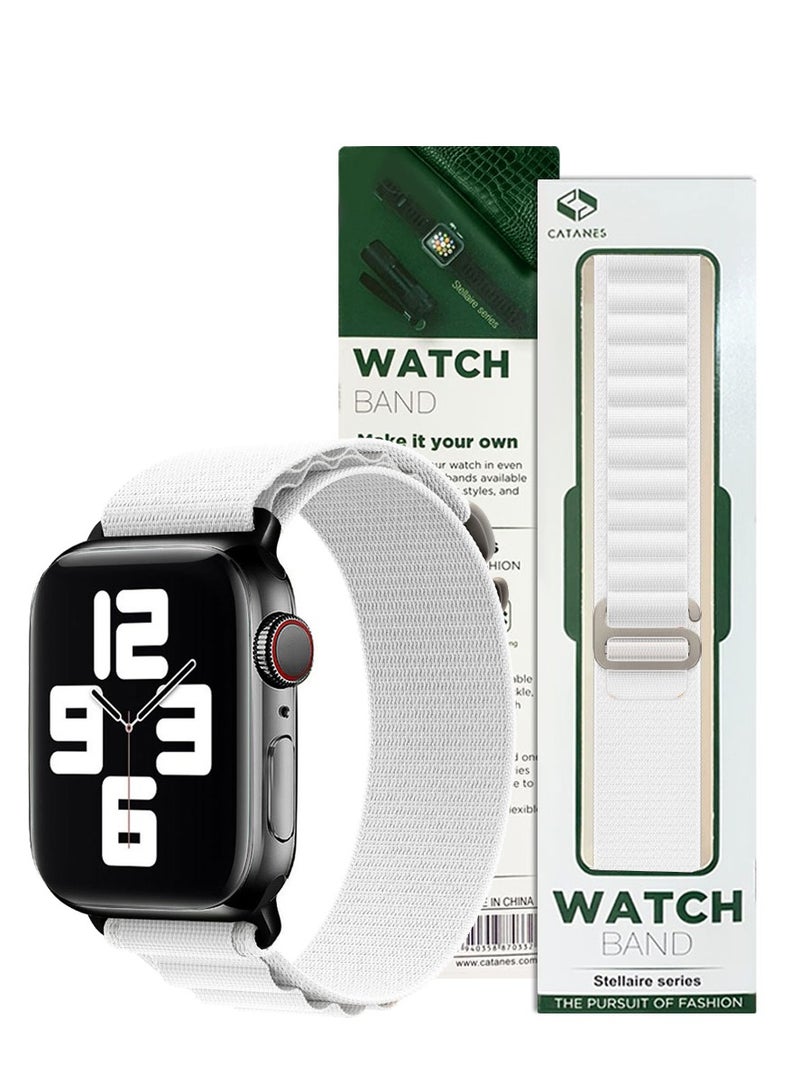 CATANES Alpine Loop Band for Apple Watch Band 38mm 40mm 41mm 42mm (Series 10) Adjustable with Metal G-Hook Strap White  - Image 1
