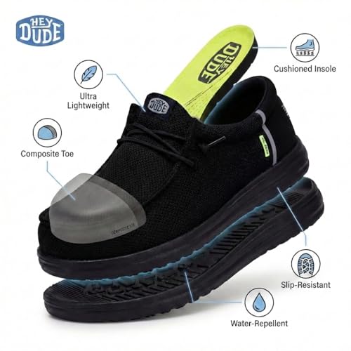 HEYDUDE Wally Work Comp Toe - Black/Black - Image 3