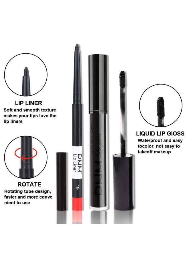 AMY'S DIARY 2pcs Black Matte Lip Liner and Lipstick Makeup Set, Black Lip Stain and Lip Liner Long Lasting Waterproof Set Dark Lipstick&Lip liner Make Up Lipstick Matte with Lip liner kit (#19)  - Image 3