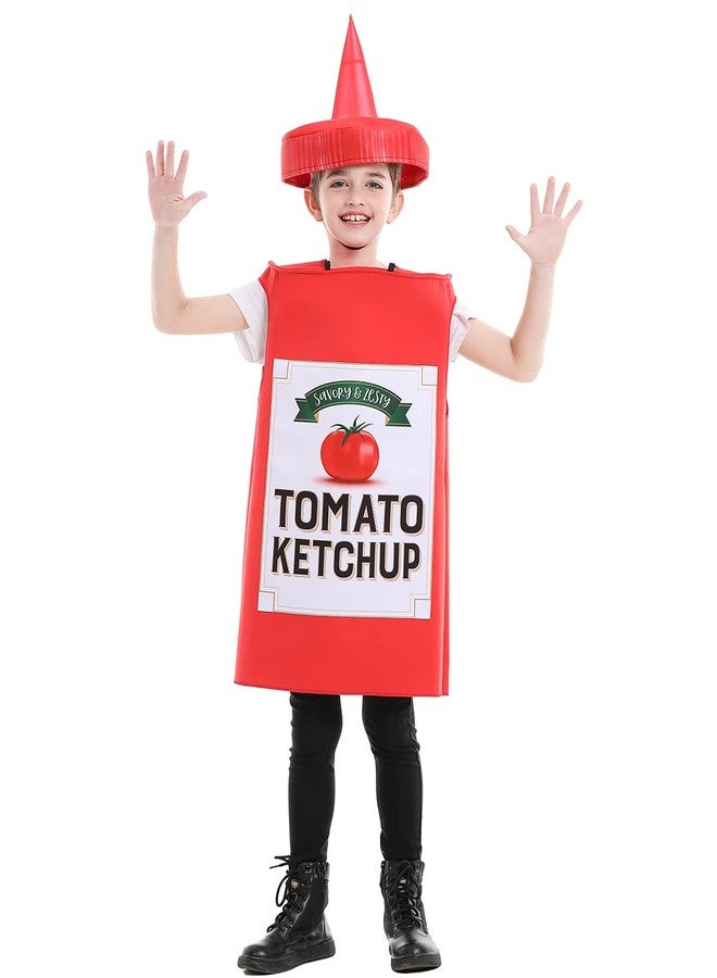 Seasons Mustard Costume Ketchup Cosplay Halloween Costume for Child 4-9 Years (Red Ketchup) - Image 1