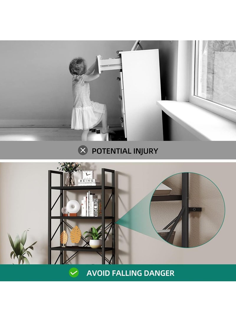 تشولوفز رف كتب من 5 طبقات، رف كتب أبيض كلاسيكي حديث، رف كتب تخزين خشبي ومعدني، أرفف تخزين في غرفة المعيشة/المنزل/المكتب، منظم حامل الكتب للكتب/الأفلام - Image 5