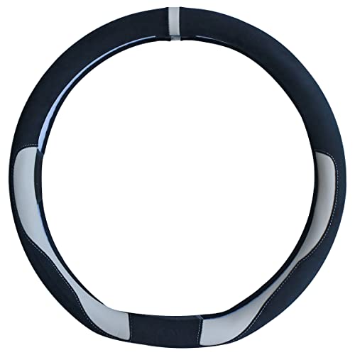 NIKAVI HF-06 Steering Wheel Cover - Black White Color | Size - Small | Diameter 36 cm | D-Type | Car Steering Wheel Protector, Anti-Slip, Durable Leather Finish Grip Cover for Flat Bottom Wheels - Image 4