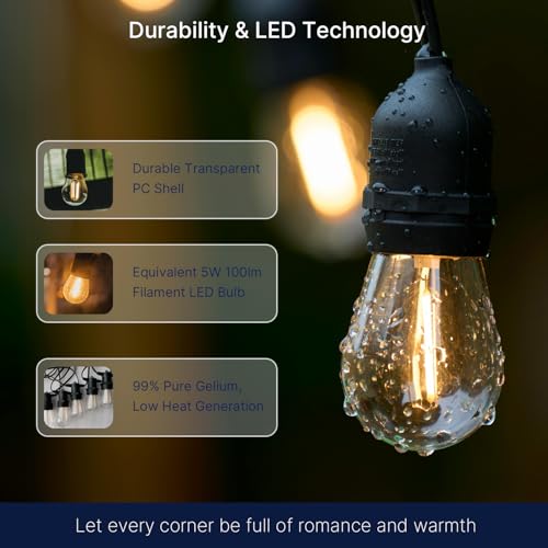 FLSNT 30 Pack LED S14 Replacement Bulbs for String Light, Outdoor LED Light Bulbs, E26 Base, 2200K Warm White, Non-Dimmable - Image 3