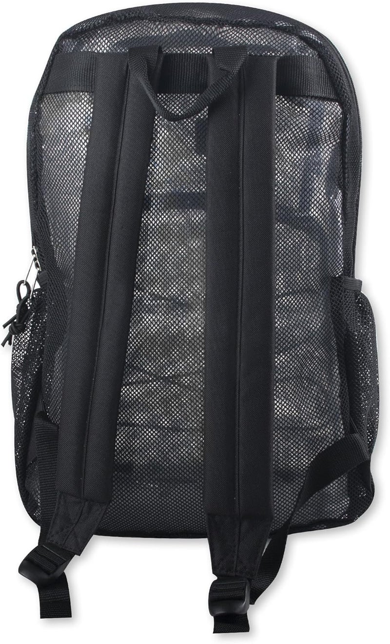 Trailmaker Deluxe See Through Mesh Backpack with Bungee Cord & Adjustable Padded Straps for Swimming, Travel (Black) - Image 5