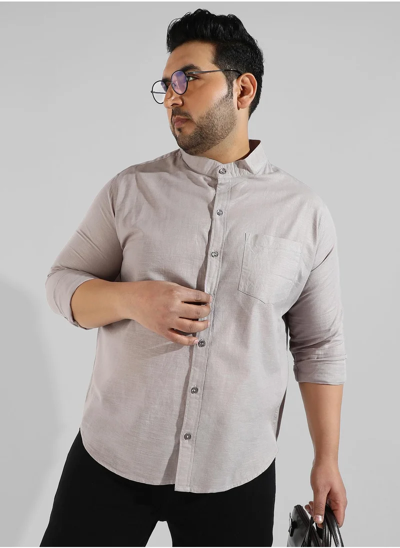 Instafab Plus Men's Solid Grey Regular Fit Casual Shirt