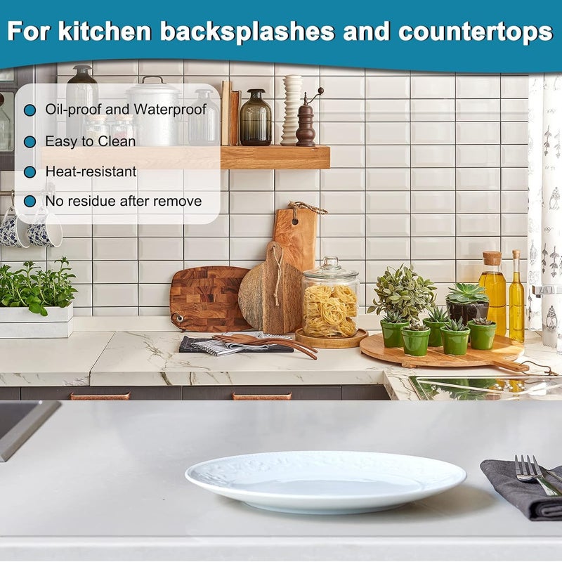 WALLFLY Protective Film Liners Drawers Shelves Kitchen Oil Proof Furniture Film Splash Guard Walls Cover Removable - Cabinets Laminate Film | Transparent Glossy Self-Adhesive Sheet (31W x 528.32L) - Image 5