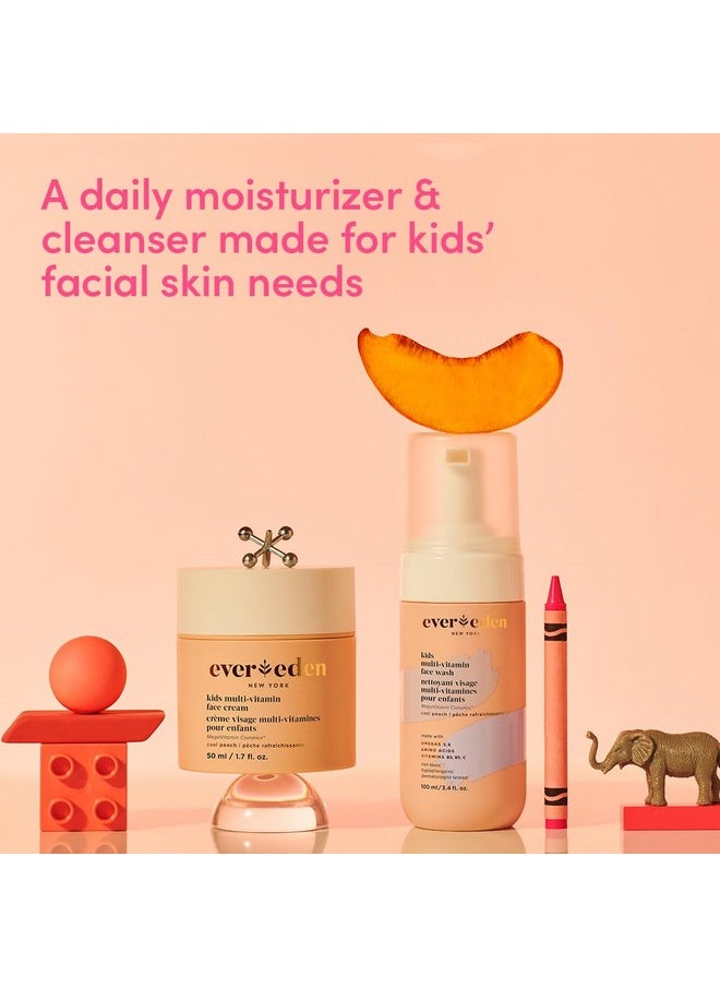 Evereden Evereden Kids Happy Face Duo (Cool Peach) - Multi-Vitamin Kids Face Wash & Kids Face Cream Set - Clean & Vegan Skin Care for Kids 3+ - Moisturizing, Nourishing, & Protective Kids Skin Care Set  - Image 5
