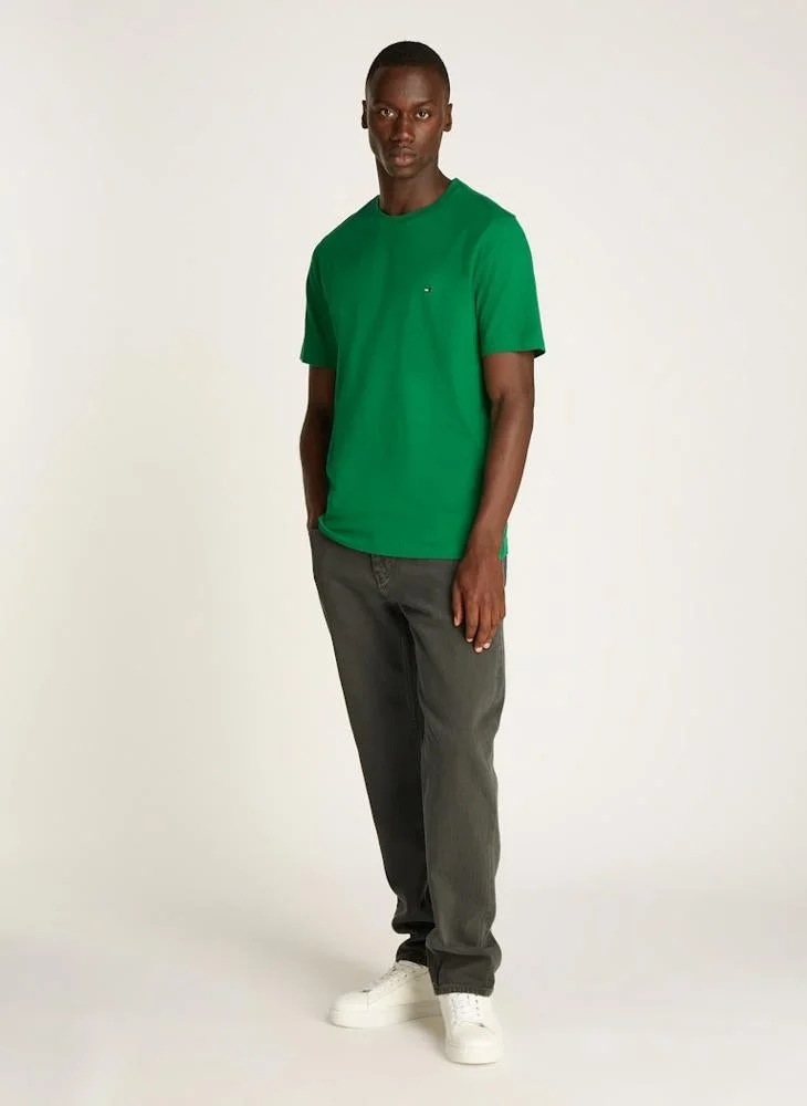 Tommy Hilfiger L4F-Green Flag Embroidery Crew Neck T-Shirt for Men | Best Price UAE