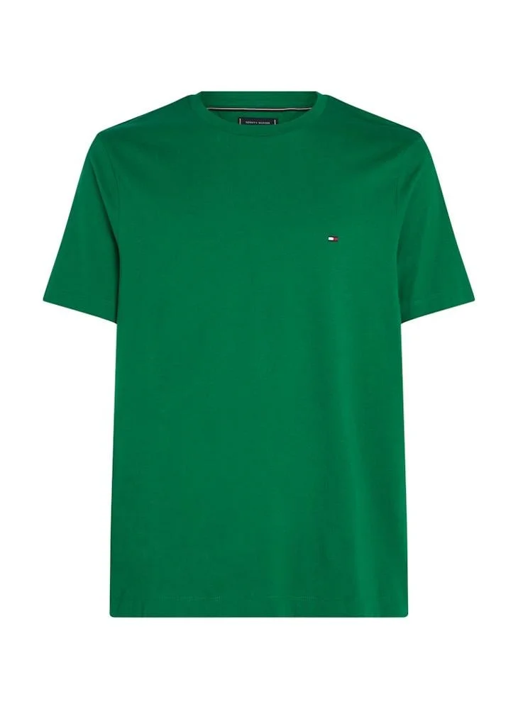 Tommy Hilfiger L4F-Green Flag Embroidery Crew Neck T-Shirt for Men | Best Price UAE