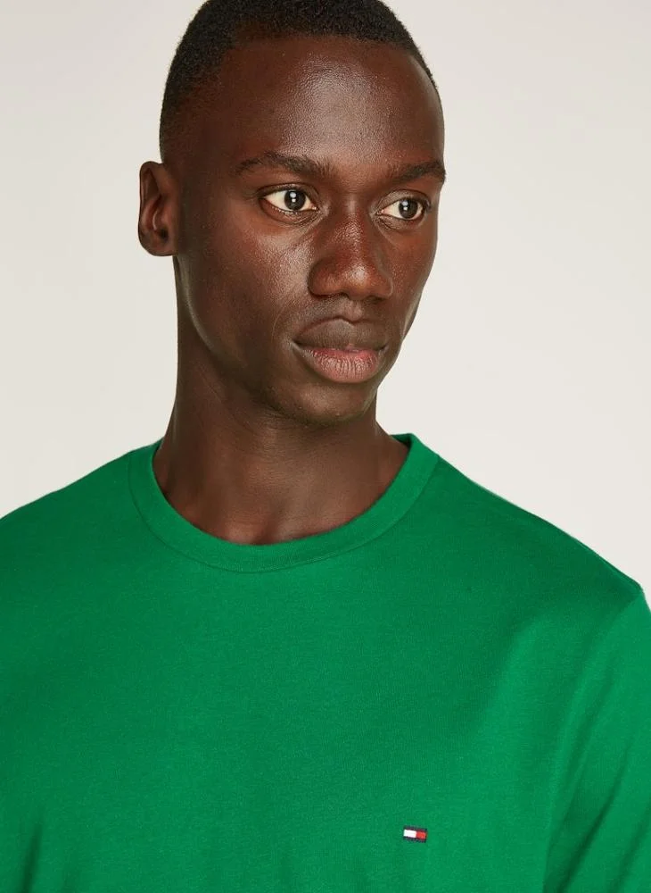 Tommy Hilfiger L4F-Green Flag Embroidery Crew Neck T-Shirt for Men | Best Price UAE