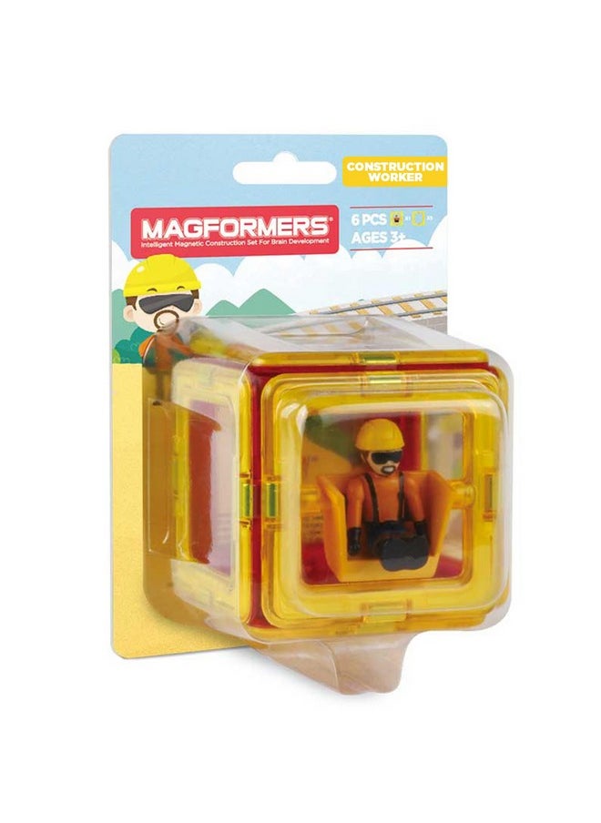Magformers MAGFORMERS Construction Character 6 Pieces Add on, Rainbow Colors, Educational Magnetic Geometric Shapes Tiles Building STEM Toy Set Ages 3+  - Image 1