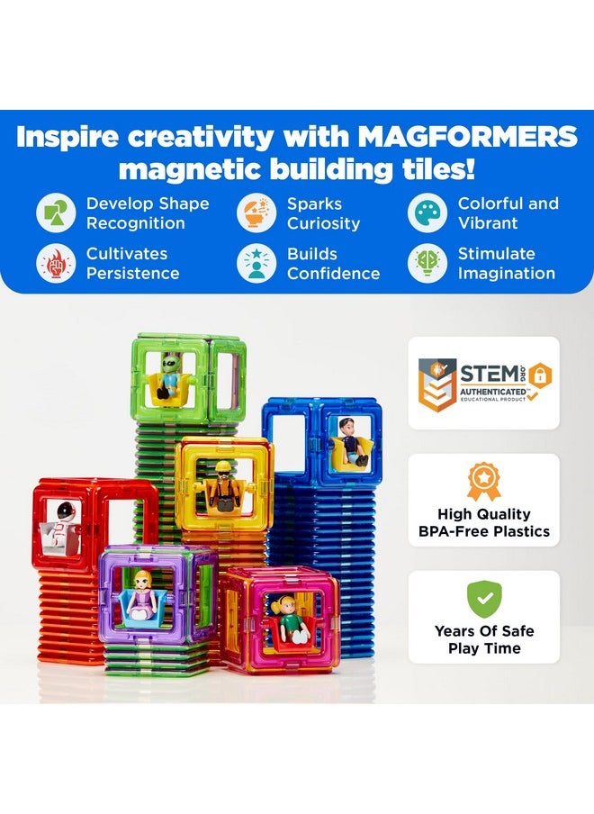 Magformers MAGFORMERS Construction Character 6 Pieces Add on, Rainbow Colors, Educational Magnetic Geometric Shapes Tiles Building STEM Toy Set Ages 3+  - Image 2