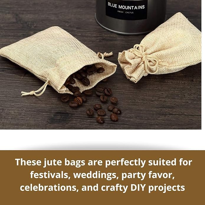 TurtleGrip Jute bags, pouches, Christmas gift bags, Birthday & Party Favor Gift Bag, Return Gifts, Size-10 * 10 inches(25x25 cms) Cream White Pack of 30. - Image 5
