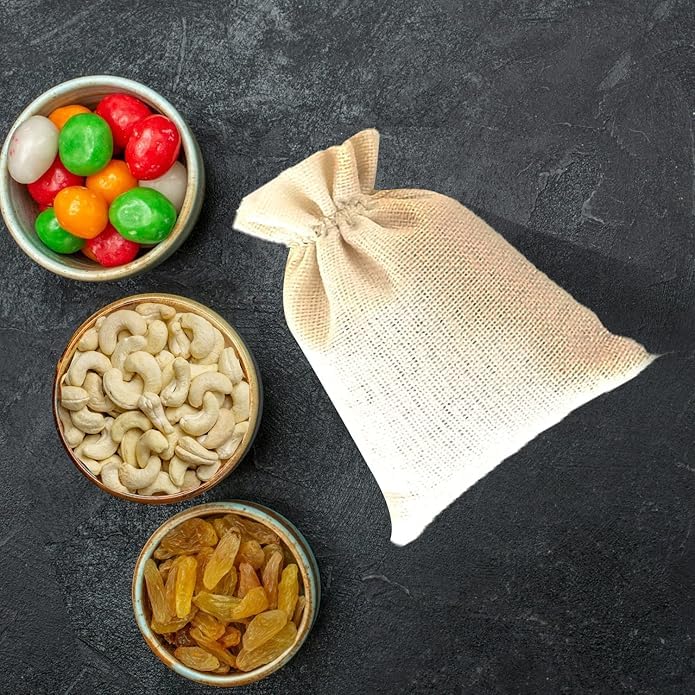 TurtleGrip Jute bags, pouches, Christmas gift bags, Birthday & Party Favor Gift Bag, Return Gifts, Size-10 * 10 inches(25x25 cms) Cream White Pack of 30. - Image 3