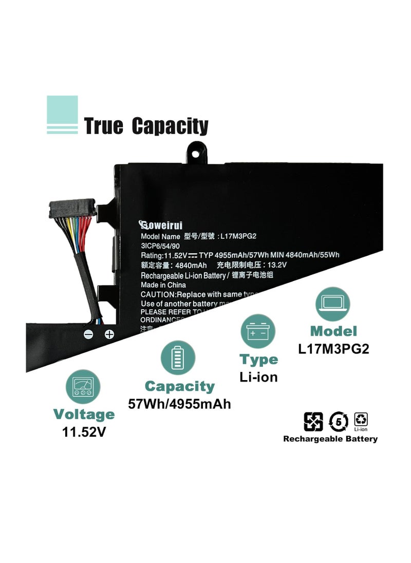Terabyte L17M3PG2 L17C3PG2 Laptop Battery Replacement for Lenovo Legion Y730-15ICH Y740-15ICHG Y740-15IRH Y740-15IRHG Series for Lenovo Legion y740-15irhg Battery (Only Fit for Middle Wire Battery)  - Image 2