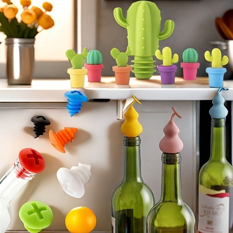 Light Blue Screw Silicone Wine Bottle Stopper Cap Air Tight Seal for Preservation - Image 1