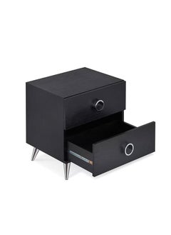 AtoZ Furniture Claire 2 Drawer Nightstand in Black Color 
