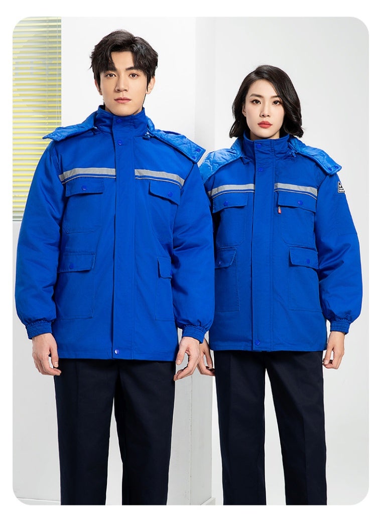 NIBEMINENT Detachable Winter Work Jumpsuit Thickened Thermal Layer for Freezer Storage Reflective Safety Wear for Outdoor Labor Jacket - Image 3