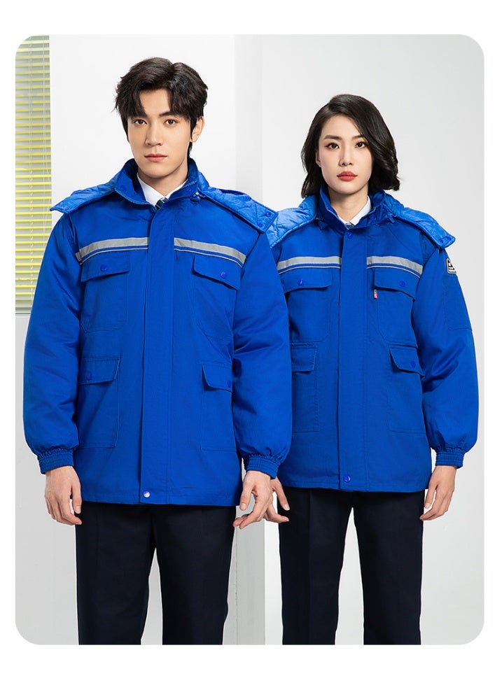 NIBEMINENT Detachable Winter Work Jumpsuit Thickened Thermal Layer for Freezer Storage Reflective Safety Wear for Outdoor Labor Jacket - Image 2