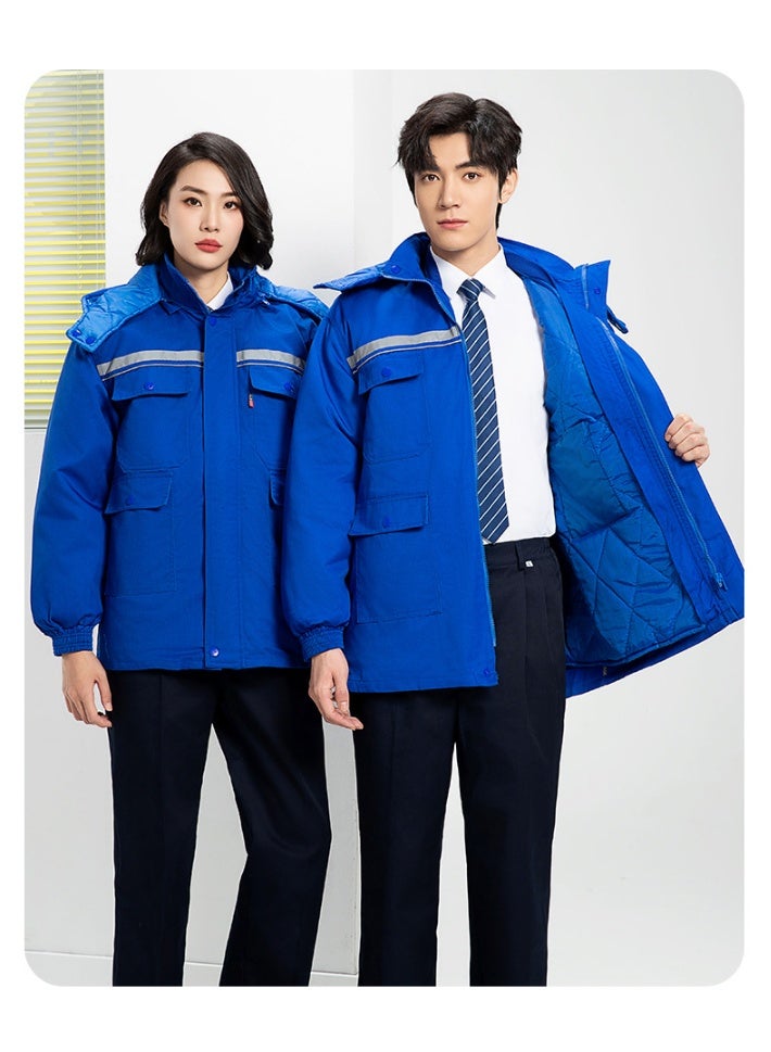 NIBEMINENT Detachable Winter Work Jumpsuit Thickened Thermal Layer for Freezer Storage Reflective Safety Wear for Outdoor Labor Jacket - Image 4