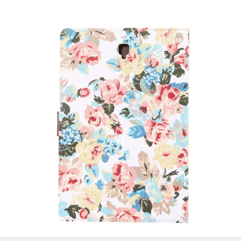 ديبايس جراب جلدي من البولي يوريثان بتصميم زهور أفقي لجهاز Galaxy Tab S4 10.5 / T830، مع حامل وفتحة بطاقة (أبيض) - Image 3