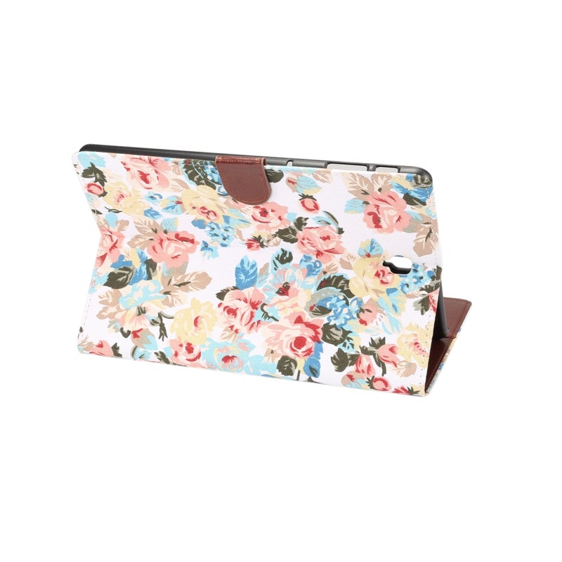 ديبايس جراب جلدي من البولي يوريثان بتصميم زهور أفقي لجهاز Galaxy Tab S4 10.5 / T830، مع حامل وفتحة بطاقة (أبيض) - Image 4