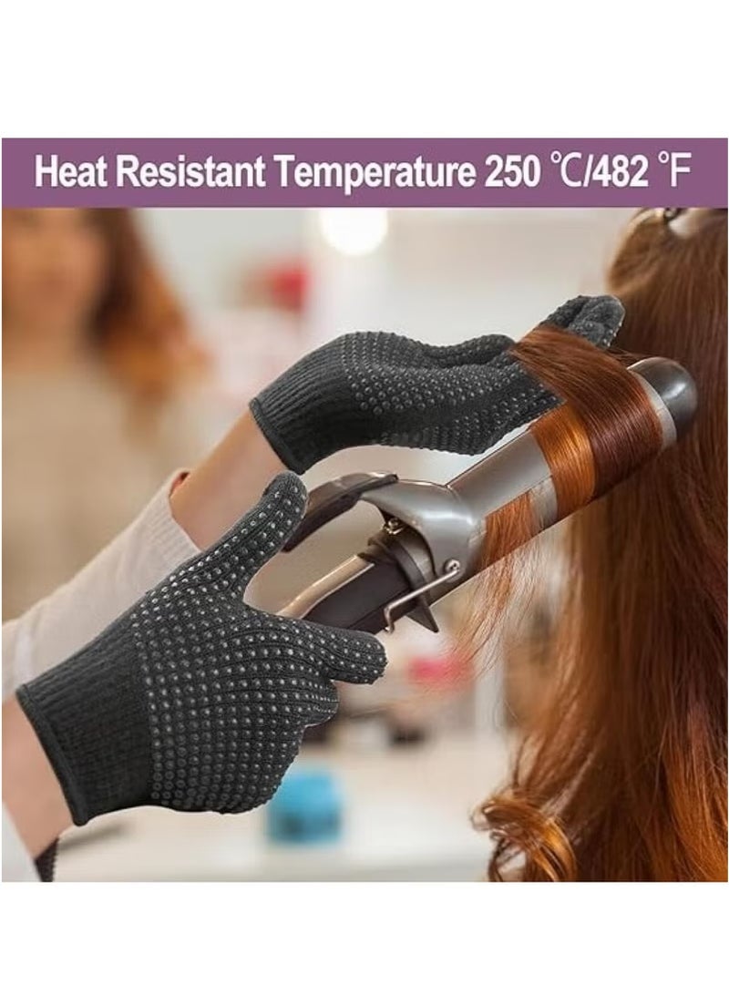 قطعتان من القفازات المقاومة للحرارة لصالونات الشعر، قفازات احترافية مقاومة للحرارة مع نتوءات من السيليكون لتصفيف الشعر وتجعيد الشعر المسطح وفرش الهواء الساخن وقفازات التسامي وقفازات مقاومة للحرارة - - Image 4