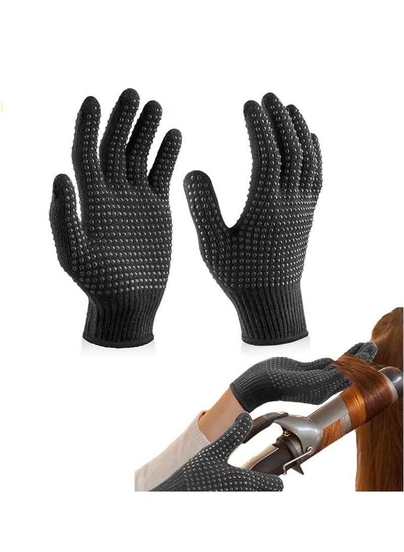 قطعتان من القفازات المقاومة للحرارة لصالونات الشعر، قفازات احترافية مقاومة للحرارة مع نتوءات من السيليكون لتصفيف الشعر وتجعيد الشعر المسطح وفرش الهواء الساخن وقفازات التسامي وقفازات مقاومة للحرارة - - Image 1