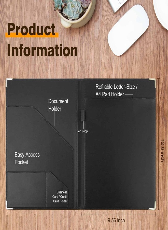 Tiankool Padfolio Portfolio Binder - Thickened Business Folder for Interview Resumes, Legal Documents | Notepad Not Included,Durable, Black - Image 3