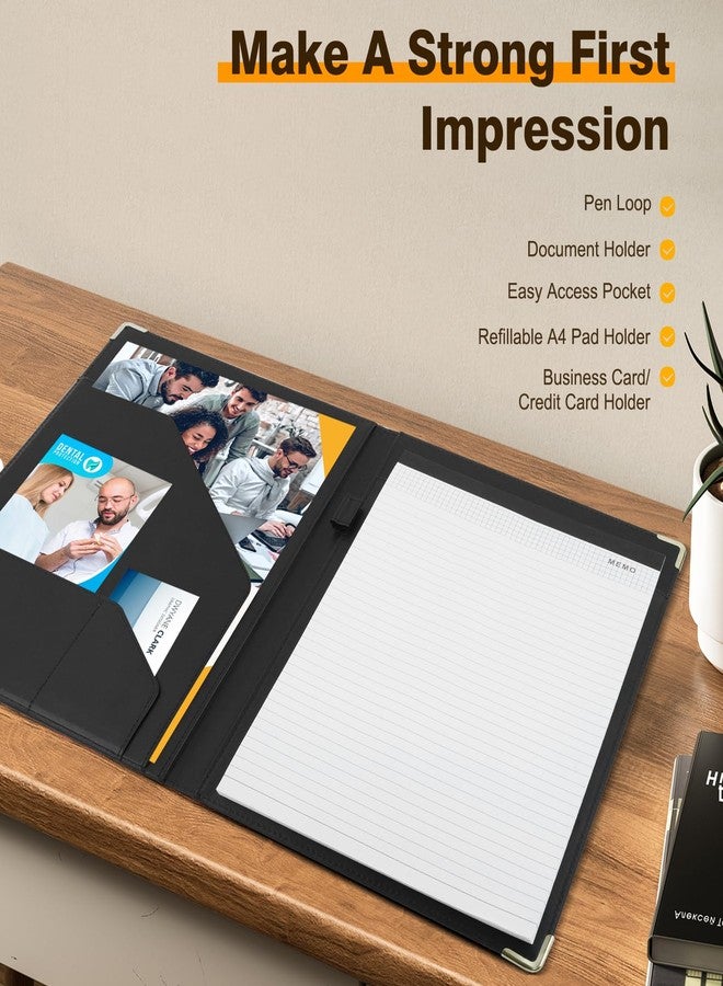 Tiankool Padfolio Portfolio Binder - Thickened Business Folder for Interview Resumes, Legal Documents | Notepad Not Included,Durable, Black - Image 2