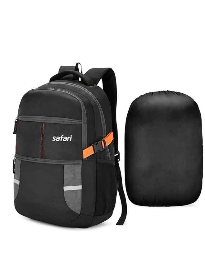 Safari Omega spacious/large laptop backpack with Raincover, college bag, travel bag for men and women, Black, 30 Litre - Image 3