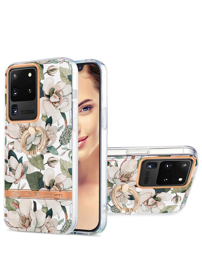 اس-توب جراب لهاتف Samsung Galaxy S20 Ultra Ring IMD Flowers TPU - Image 1