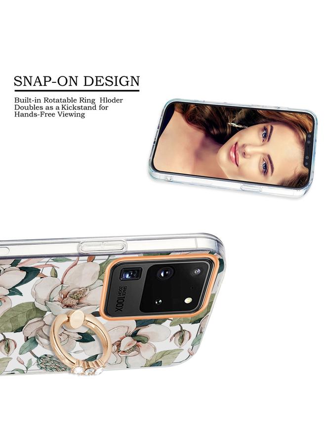 اس-توب جراب لهاتف Samsung Galaxy S20 Ultra Ring IMD Flowers TPU - Image 3