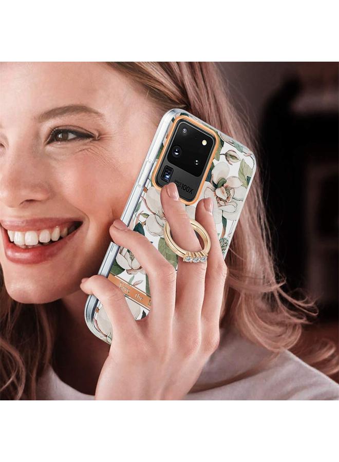 اس-توب جراب لهاتف Samsung Galaxy S20 Ultra Ring IMD Flowers TPU - Image 2