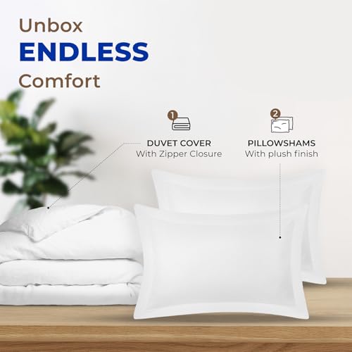 THREAD SPREAD King/California King Duvet Cover, 600 Thread Count Sateen 3Pc Egyptian Cotton Duvet Cover Set, 100% Pure Cotton Comforter Cover, 2 Pillow Shams, Zipper Closure, 7 Corner Ties - (White) - Image 3