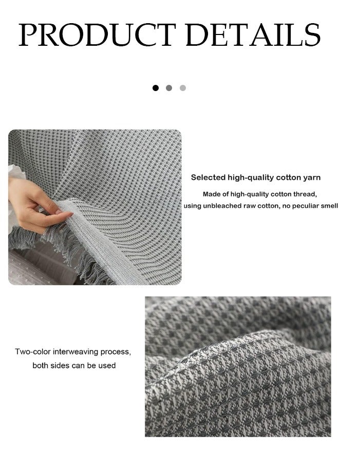 DUNISO Sofa cover, knitted waffle sofa blanket towel blanket, fully wrapped furniture protective cover, dust proof and anti slip, double sided usable, available in all seasons, suitable for double seat sofa, 180 * 260cm, gray - Image 4