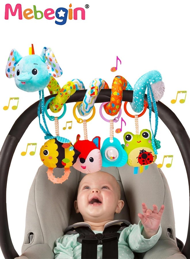 MEBEGIN Baby Spiral Stroller Toy with Music, Rattles and Squeaker, Engaging Soft Hanging Toys, Newborn Car Seat Activity Toy, Sensory Toys for Babies, Suitable for Car Seat, Pram, Buggy or Pushchair - Image 1