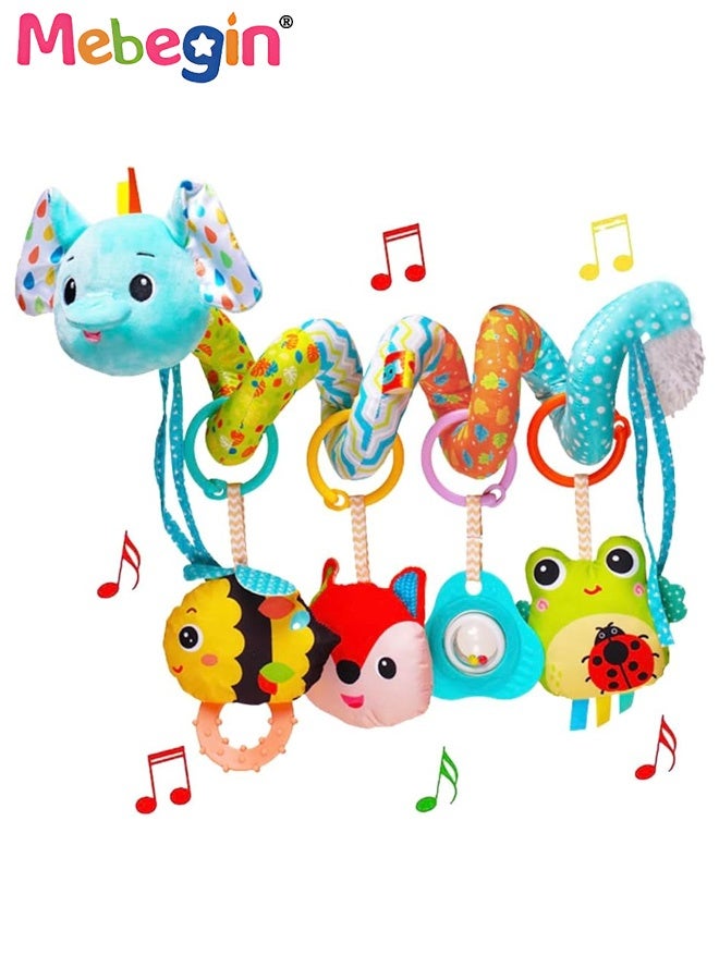 MEBEGIN Baby Spiral Stroller Toy with Music, Rattles and Squeaker, Engaging Soft Hanging Toys, Newborn Car Seat Activity Toy, Sensory Toys for Babies, Suitable for Car Seat, Pram, Buggy or Pushchair - Image 2