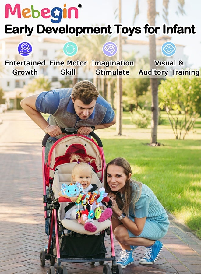 MEBEGIN Baby Spiral Stroller Toy with Music, Rattles and Squeaker, Engaging Soft Hanging Toys, Newborn Car Seat Activity Toy, Sensory Toys for Babies, Suitable for Car Seat, Pram, Buggy or Pushchair - Image 4