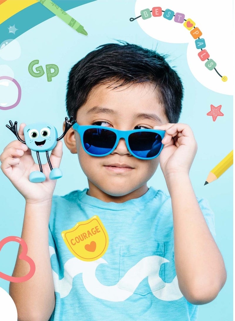 Glo Pals Bath Toys Character & Water-Activated Light-Up Cubes - Sensory Toys for Girls & Boys - Sami + 2 Blue Cubes - Image 3